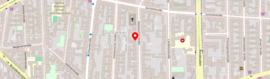 Karte des Güntzelkiez in Berlin mit dem Standort in der Nassauischen Straße 23